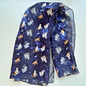 Playful Felines Silky Feel Cat Scarf in Double‎ Trouble Navy
